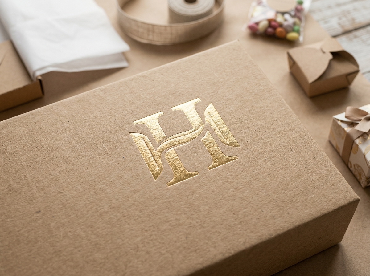 One-color versus full-color logo printing comparison on white gift boxes