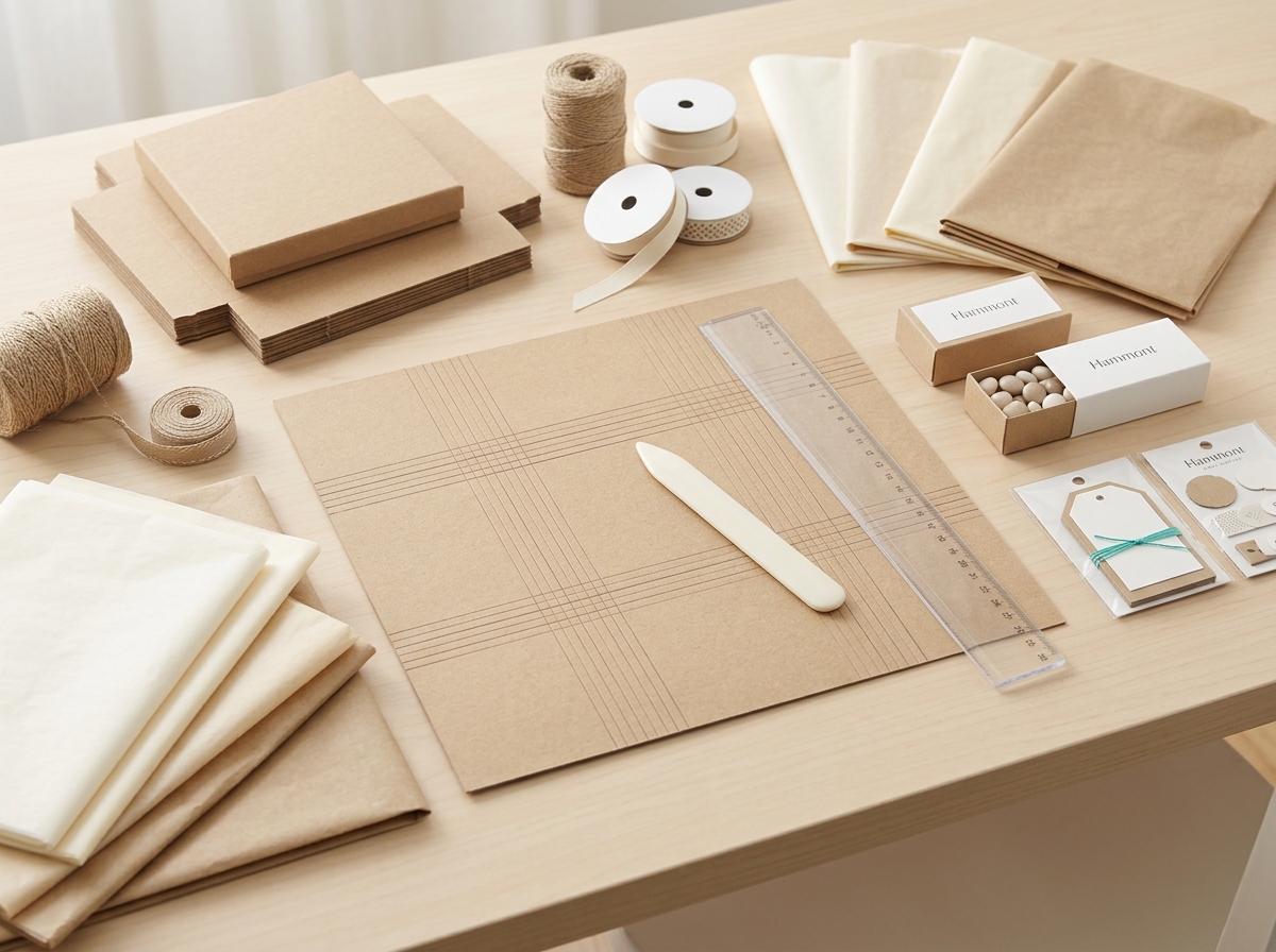 Hands scoring cardstock with ruler and bone folder for explosion box base